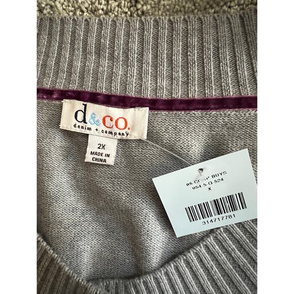 Denim & Co. Cardigan Sweater Womens 2X Button Jacket Embroidery Grandmacore NEW - Picture 9 of 12